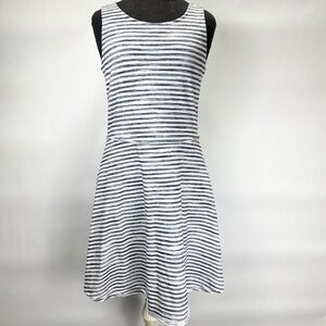Thyme & Honey, Large, Navy Blue & White Striped A-Line Knee-Length Dress